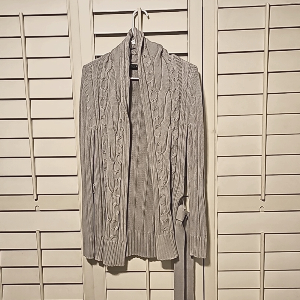 Axcess Grey Belted Cardigan sz M